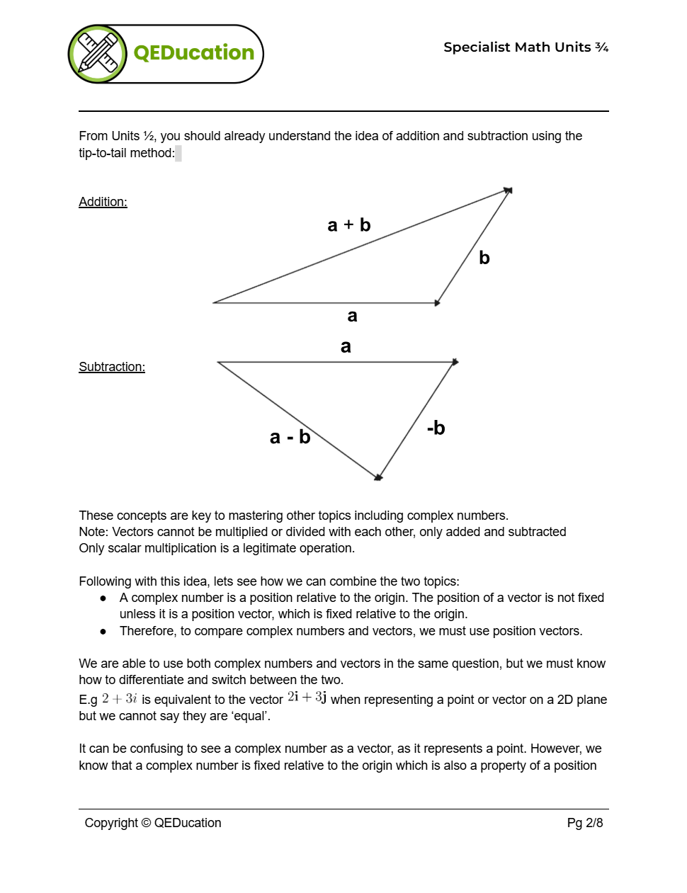 VCE Specialist Mathematics spesh handout #1