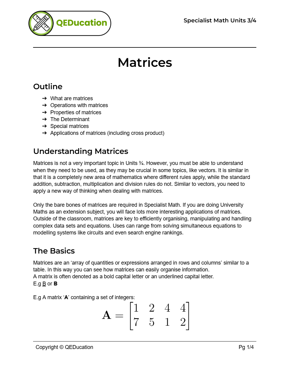 VCE Specialist Mathematics spesh handout #2