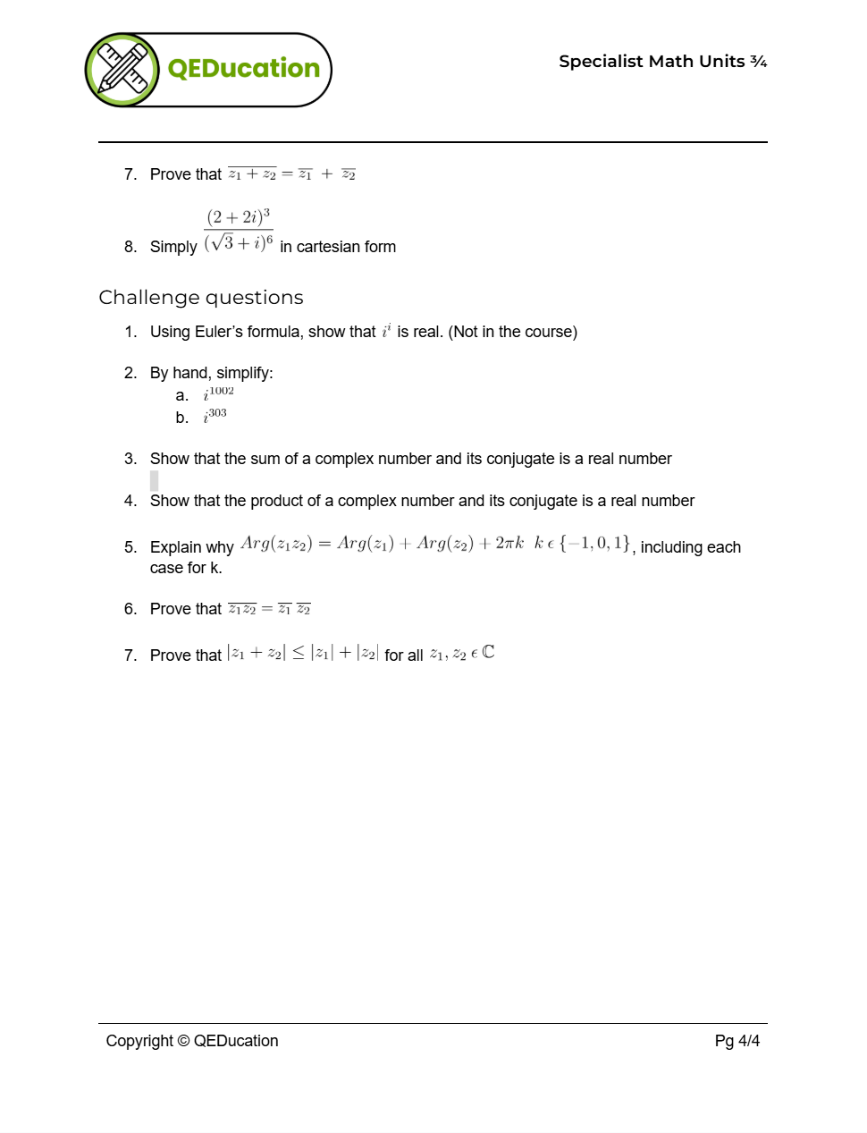 VCE Specialist Mathematics spesh q #3
